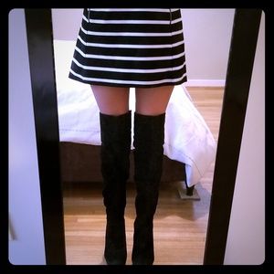 Black Velvet Over The Knee Boots